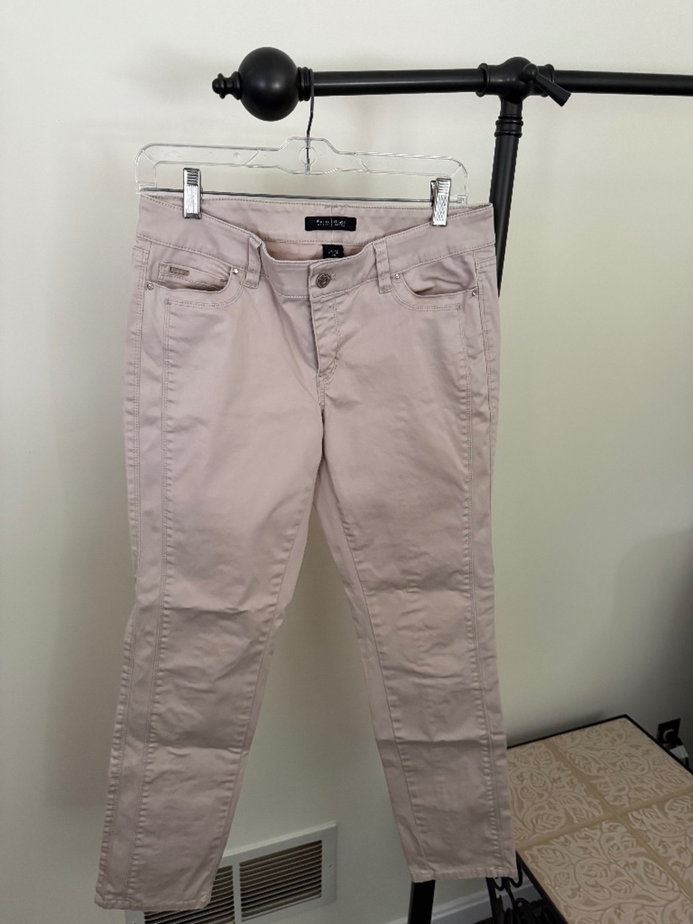 White House Black Market Slim Crop Pants Blush Pink Beige Chino Jeans Size 4R